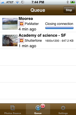 PixMatter Upload in progress